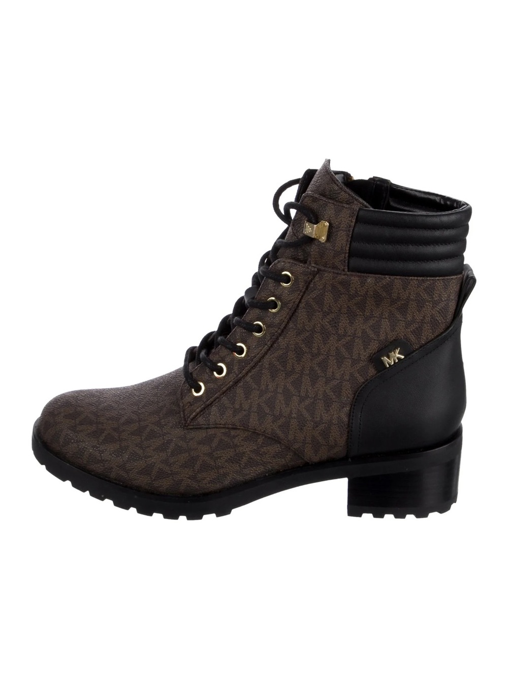 MICHAEL Michael Kors Brown and Black Monogram Lace-Up Ankle Boot
